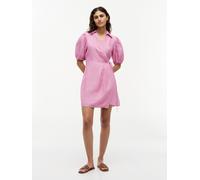 Wickelkleid TOMMY HILFIGER "SUMMER LINEN WRAP TIE SHORT DRS", Damen, Gr. 44, N-Gr, pink (mini classic pink stripe), Web, Obermaterial: 100% Leinen, gestreift, regular fit kurz, V-Ausschnitt, eingesetz