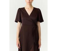 Wickelkleid Y.A.S "YASTHEA 2/4 MIDI WRAP DRESS S. NOOS", Damen, Gr. 46, N-Gr, coffee bean, Web, Obermaterial: 97% Polyester, 3% Elasthan, unifarben, knieumspielend, V-Ausschnitt, Kleider Wickelkleid,