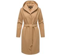 Kurzmantel MARIKOO "Kailii", Damen, Gr. XL, braun (camel), 90% Polyester, 10% Viskose, Mäntel Kurzmantel, Eleganter Wickel Mantel mit Taillengürtel und Oversized Hood Kapuze (90956964-XL) camel