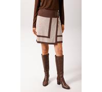 Wickelrock ANISTON CASUAL, Damen, Gr. 40, beigemeliert, braun, Strick, Obermaterial: 100% Polyacryl, kontrastfarbene Details, figurumspielend kniefrei, Röcke Wickelrock, mit seitlichen Schnallen verzi