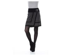 Wickelrock ANISTON CASUAL, Damen, Gr. 46, schwarz (grau, schwarz, meliert), Strick, Obermaterial: 100% Polyacryl, kontrastfarbene Details, figurumspielend kniefrei, Röcke Wickelrock, mit seitlichen Sc