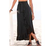 Wickelrock LASCANA, Damen, Gr. 44, blau (schwarz), Web, Obermaterial: 100% Viskose, unifarben, figurumspielend lang, Röcke Wickelrock, aus gewebter Viskose (84157300-44)
