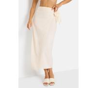 Wickelrock LSCN BY LASCANA, Damen, Gr. 40, creme, Web, Obermaterial: 58% Viskose, 28% Baumwolle, 14% Leinen, unifarben, figurbetont ca. Mitte Wade, Röcke Wickelrock, in Midilänge, Midirock, Strandrock