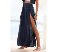 Wickelrock S.OLIVER, Damen, Gr. 40, marine, Crêpe, Obermaterial: 100% Viskose, unifarben, figurumspielend bodenlang, Röcke Wickelrock, in Maxilänge (87289516-40)