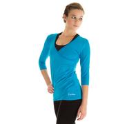 Wickelshirt WINSHAPE "WS3", Damen, Gr. XS, blau (türkis), 90% Baumwolle, 10% Elasthan, V-Ausschnitt, Shirts, ¾-Arm (26158820-XS) türkis