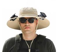 Wide Brim Solar Fan Outdoor Fishing Hat,Ventilator Mütze für Herren,Outdoor Solar Sonnenenergie Hut Kappe,Wiederaufladbarer Hut mit Ventilator,Solar Fan Outdoor Hat,Sonnenschutz Lüfter Kappe (1, B)