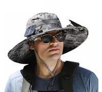 Wide Brim Solar Fan Outdoor Fishing Hat,Ventilator Mütze für Herren,Outdoor Solar Sonnenenergie Hut Kappe,Wiederaufladbarer Hut mit Ventilator,Solar Fan Outdoor Hat,Sonnenschutz Lüfter Kappe (1, E)