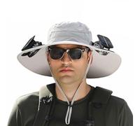 Wide Brim Solar Fan Outdoor Fishing Hat,Ventilator Mütze für Herren,Outdoor Solar Sonnenenergie Hut Kappe,Wiederaufladbarer Hut mit Ventilator,Solar Fan Outdoor Hat,Sonnenschutz Lüfter Kappe (1, C)