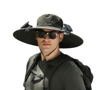Wide Brim Solar Fan Outdoor Fishing Hat Ventilator Mütze für Herren Wiederaufladbarer Hut mit Ventilator Solar Fan Outdoor Hat Sonnenschutz Lüfter Kappe Outdoor Solar Sonnenenergie Hut Kappe
