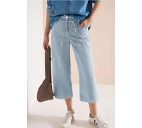 Loose-fit-Jeans CECIL, Damen, Gr. 30, Länge 20, blau (mid blau wash), Jeans, 98% Baumwolle, 2% Elasthan, gestreift, 3/4-Länge, Jeans, aus Baumwolle mit Stretchanteil (31979052-30) mid blau wash