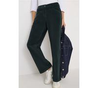 Cordhose CECIL, Damen, Gr. 36, Länge 32, schwarz emerald grün, Web, 98% Baumwolle, 2% Elasthan, unifarben, loose fit normal, Hosen Cordhose, High Waist (97882215-36) schwarz emerald grün