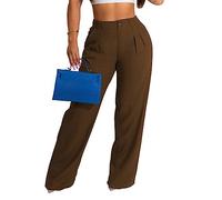 Wide Leg Hose Damen, Damen-Hose Aus Baumwollleinen Mit Weitem Bein Modisch Einfarbig Mit Reißverschluss Vorne Palazzo-Hose Mit Hoher Taille Sommer Elegant Lässig Bürohose Hose Mit Geradem Bein Ka