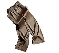 Wide Leg Hose Damen, Damen-Satin-Hose Mit Weitem Bein Modische Schlichte Elastische Palazzo-Hose Mit Hoher Taille Elegante Locker Geschnittene Hose Lässige Bürohose Hose Mit Geradem Bein Unterteil