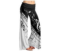 Wide Leg Hose Damen Schwarze Hose Damen Elegant Damen Hose Schwarz Paperbag Waist Retro Leoparden Druck Palazzo Hose Elastische Taille Yoga Hose Stretch Freizeithose Cargohose Damen (Weiß, S)