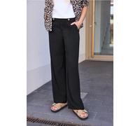 Stoffhose STREET ONE STUDIO, Damen, Gr. 44, Länge 32, schwarz, Stoff, 100% Viskose, unifarben, comfort fit lang, Hosen Stoffhose, mit Wide Legs (59836708-44) schwarz