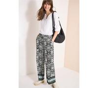 Cecil Damen Wide Leg Hose im Loose Fit mit Print in Grün, Gr: S