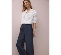 Stoffhose STREET ONE, Damen, Gr. 36, Länge 30, shadowed navy, Stoff, 90% Modal, 10% Polyester, unifarben, loose fit lang, Hosen Stoffhose, High Waist (51124547-36) shadowed navy
