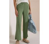 Stoffhose CECIL, Damen, Gr. M, Länge 30, grün (deep matcha grün), Stoff, 53% Viskose, 46% Polyester, 1% Elasthan, gestreift, loose fit lang, Hosen Stoffhose, mit Wide Legs (68143521-M) deep matcha grü