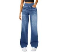 Wide Leg Jeans Damen Jeans mit Gummizug Damen Baggy High Waist Jeanshosen Weites Bein Stretch Jeanshose Boyfriend Wide Leg Hose Weite Locker Trachtenjeans Straight Y2k Hosen Große Größen Damenjeans