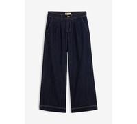Weite Jeans BONPRIX "Wide-Leg-Jeans High Waist, Bequembund", Damen, Gr. 38, N-Gr, blau (dunkelblau denim), Obermaterial: 82% Baumwolle, 17% Polyester, 1% Elasthan, loose fit, Jeans, Loose Fit Passform