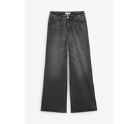 Weite Jeans BONPRIX, Damen, Gr. 44, K-Gr, schwarz denim used (länge: kurz), Denim/Jeans, Obermaterial: 99% Baumwolle, 1% Elasthan, loose fit, Jeans, mittlere Bundhöhe, aus festem Baumwoll-Denim, mit Z