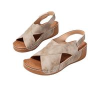 Wide Width Wedge Sandal Women's Wedge Sandals Support Wedges Slippers Comfortable Platform Casual Daily WalkingOpen Toe Casual Daily Wear Versatile Beach Fashion Shoes (Khaki,38)