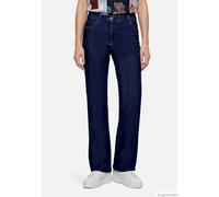 Wideleg Jeans mit Used Waschung Dunkelblau 34