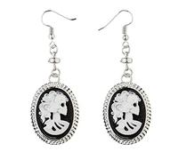 Widmann 01783 - Ohrringe Kamee Totenkopf, Schmuck, Skelett, Halloween, Karneval, Mottoparty