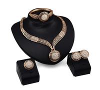 (wie auf dem Bild - Einheitsgröße) Diamant-Schmuck, Retro-Halskette mit rundem Anhänger, Armband, Ring,