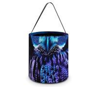 Wiederverwendbare Halloween-Tragetasche, Süßigkeitentüten, Schwarz und Weiß, Schach, tragbare Snack-Tasche für Geschenke, Einkaufen, blaue eule, Einheitsgröße