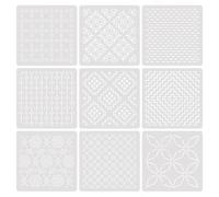 Wiederverwendbares Sashiko Stickschablonen Set aus PET, 13 x 13 cm, geometrische Muster Layout Blätter Quilten und Heimnähen Sashiko Schablonen Set, Stickbögen, Quiltmuster Layout Vorlage, PET