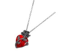 Wiffe Halskette mit dunklem Herz und Rose, elegant, romantisch, Legierung, Schmuck für Frauen, Geschenk, Liebesanhänger