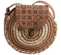 Wiffe Stroh-Strandtasche für Damen, Umhängetasche, niedliche Handtasche, klein, rund, modisch, Kuriertasche, Umhängetasche, Handtasche, Stroh, Strand
