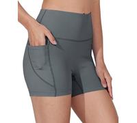 WIILIT 3" Damen Badeshorts UPF50 Badehose Bikinihose Schwimmshorts Hohe Taille Tummy Control Boardshorts Schnell Trocknend mit Innenfutter Taschen Grau M