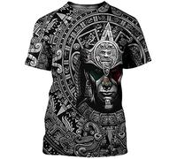 Wikinger Aztec-Krieger mexikanischer 3D überall Bedruckt Unisex 3D-Druck-Design-Long-Ärmeln Bestes Wikinger-Hemd Tattoo(L)
