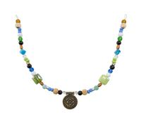 Wikinger Fibelkette Blau-Grün mit Anhänger Amulett Haithabu bronze