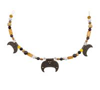 Wikinger Fibelkette Braun mit 3er-Mond Anhänger bronze