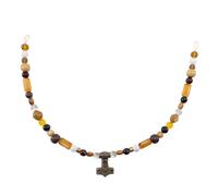 Wikinger Fibelkette Braun mit Anhänger Thorshammer bronze