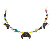 Wikinger Fibelkette Bunt mit 3er-Mond Anhänger bronze