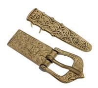 Wikinger- Gürtelschnalle mit Ortband und Riemenende im Borre-Stil mit Knotenmuster