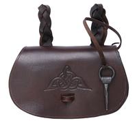 Wikinger-Gürteltasche aus Leder mit Flechtschlaufen