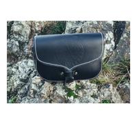 Leonardo Carbone® Unisex Wikinger Leder Gürteltasche Folkvar mit Vegvisir - Mittelalter Kleidung Tasche Damen Herren, Karneval Halloween Accessoires, LARP, Hobbit, Cosplay - 100% Echtleder Schwarz