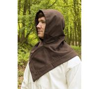Battle-Merchant Mittelalter Gugel Skjoldehamn Damen Herren Baumwolle | Wikinger LARP Kapuze Kostüm Kleidung (Braun)