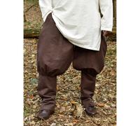 Battle-Merchant - Wikingerhose - Rushose Olaf - LARP-Hose - Mittelalterhose - Herren Hose für Wadenwickel - S-XXXL (S, Braun)
