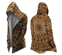 Wikinger Kapuzenpulli Herren Mittellang Frühling Herbst Strickjacke Cosplay Kostüm Mit Kapuze 3D Gedruckt Cooler Mantel Biker Jacke Sweatshirt Sweatjacke Freizeitjacke Motorradjacke Schwarz 3xl 5xl s