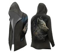 Wikinger Kapuzenpulli Herren Mittellang Frühling Herbst Strickjacke Cosplay Kostüm Mit Kapuze 3D Gedruckt Cooler Mantel Biker Jacke Sweatshirt Sweatjacke Freizeitjacke Motorradjacke Schwarz 3xl 5xl s