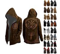 Wikinger Kapuzenpulli Herren Mittellang Frühling Herbst Strickjacke Cosplay Kostüm Mit Kapuze 3D Gedruckt Cooler Mantel Biker Jacke Sweatshirt Sweatjacke Freizeitjacke Motorradjacke Schwarz 3xl 5xl s