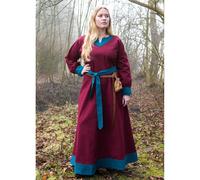Wikinger Kleid Jona, weinrot/petrol, Gr. M