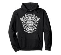 Wikinger Totenkopf Krieger nordische Mythologie Äxte Rabe Longship Pullover Hoodie