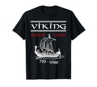 Wikinger Tour Viking World Tour beidseitig bedruckt Geschenk T-Shirt für Herren in Schwarz, Größe S, Kurzarm, Klassische Passform, Unisex, Viking Design